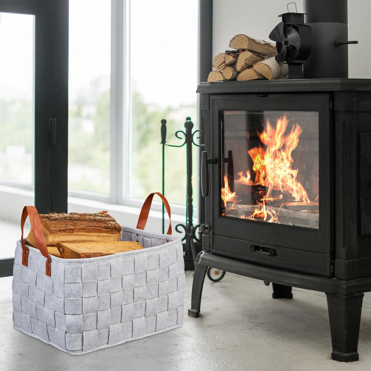 AUFBEWAHRUNGSKORB - Grau, Kunststoff/Textil (30/40/26cm) - Relaxdays