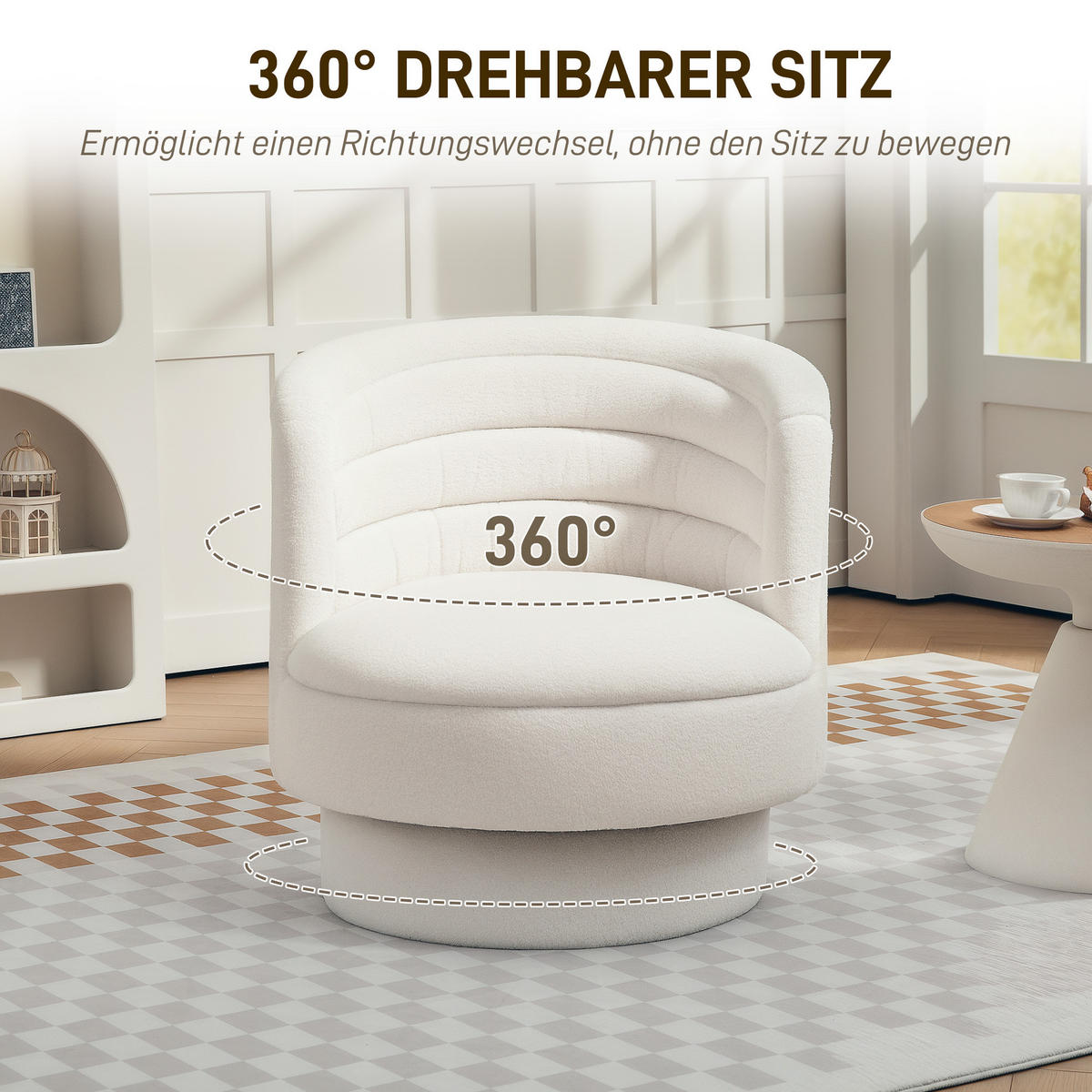 SESSEL, drehbar, Creme - Creme, Kunststoff (74/74/74cm) - HOMCOM
