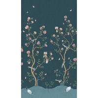 FOTOTAPETE Blumen und Vögel 159 x 280 cm - Blau, Papier (159/280cm) - Sanders & Sanders