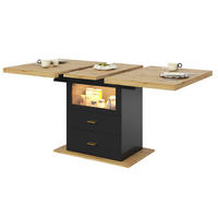 ESSTISCH 110/140/80 cm in Holzoptik mit 2 Schubladen und LED-Beleuchtung - Naturfarben, Holzwerkstoff (140/80/75cm) - Flora Grace