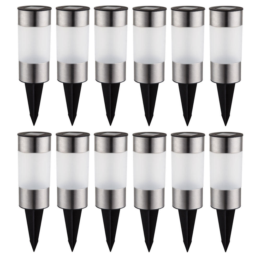 LED AUSSENLEUCHTE Solar Edelstahl Silber 12er Set - Silberfarben, Kunststoff (6.3/6.3/23.5cm) - Globo Lighting
