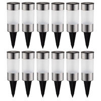LED AUSSENLEUCHTE Solar Edelstahl Silber 12er Set - Silberfarben, Kunststoff (6.3/6.3/23.5cm) - Globo Lighting