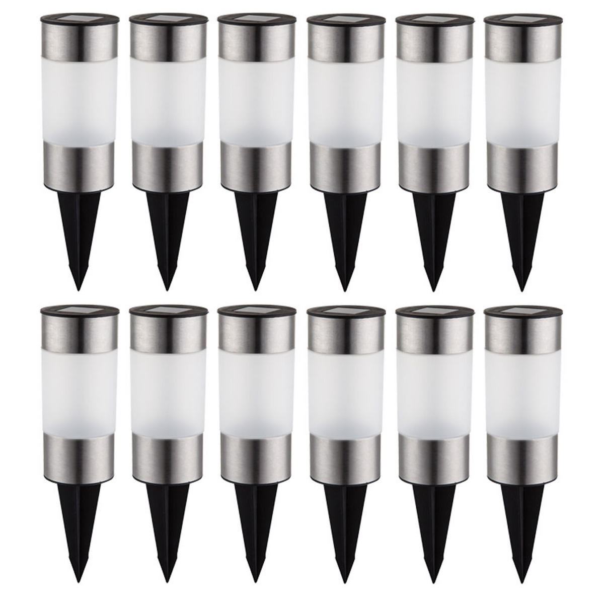 LED AUSSENLEUCHTE Solar Edelstahl Silber 12er Set - Silberfarben, Kunststoff (6.3/6.3/23.5cm) - Globo Lighting