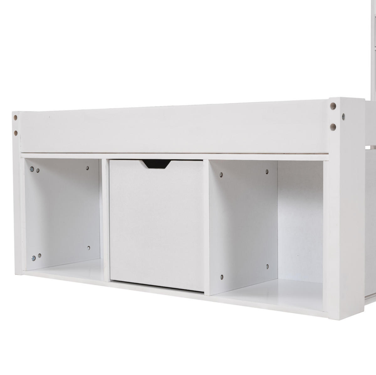 KINDEREINZELBETTEN aus Kiefernholz 90x200 cm in Weiß mit USB-Anschluss & Stauraum - Weiß, Holz (90/200cm) - Modfu