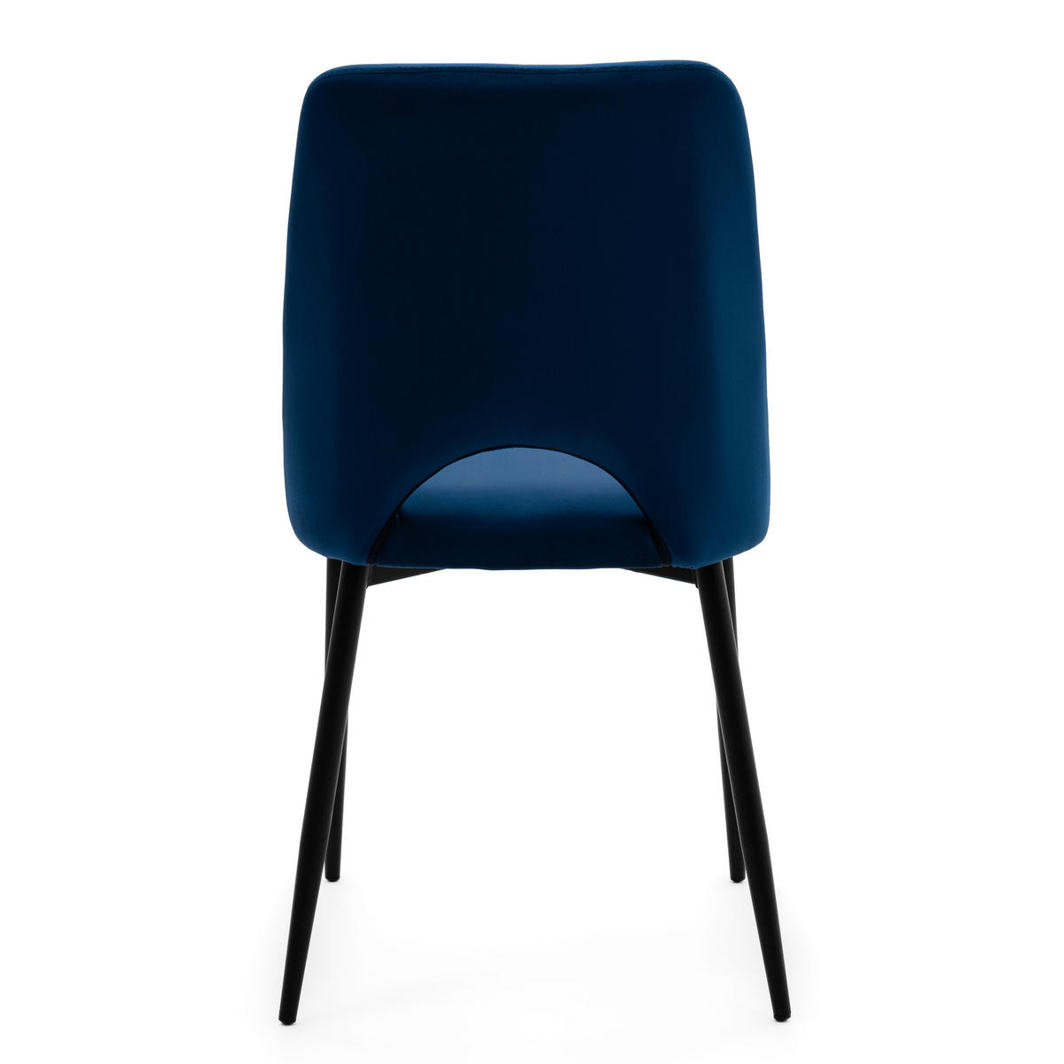 STUHL ORO gepolsterter mit Steppung - dunkelblau - Samt Velour - Blau/Schwarz, Textil/Metall (47/91/55cm) - NEW HOME