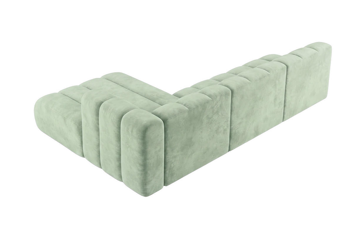 ECKSOFA Modulares In L-Form, Velvet-Stoff Riviera, Mintz, Links, GRAND 295 cm - Mintgrün, Holz (295/179cm) - Kaiser Möbel