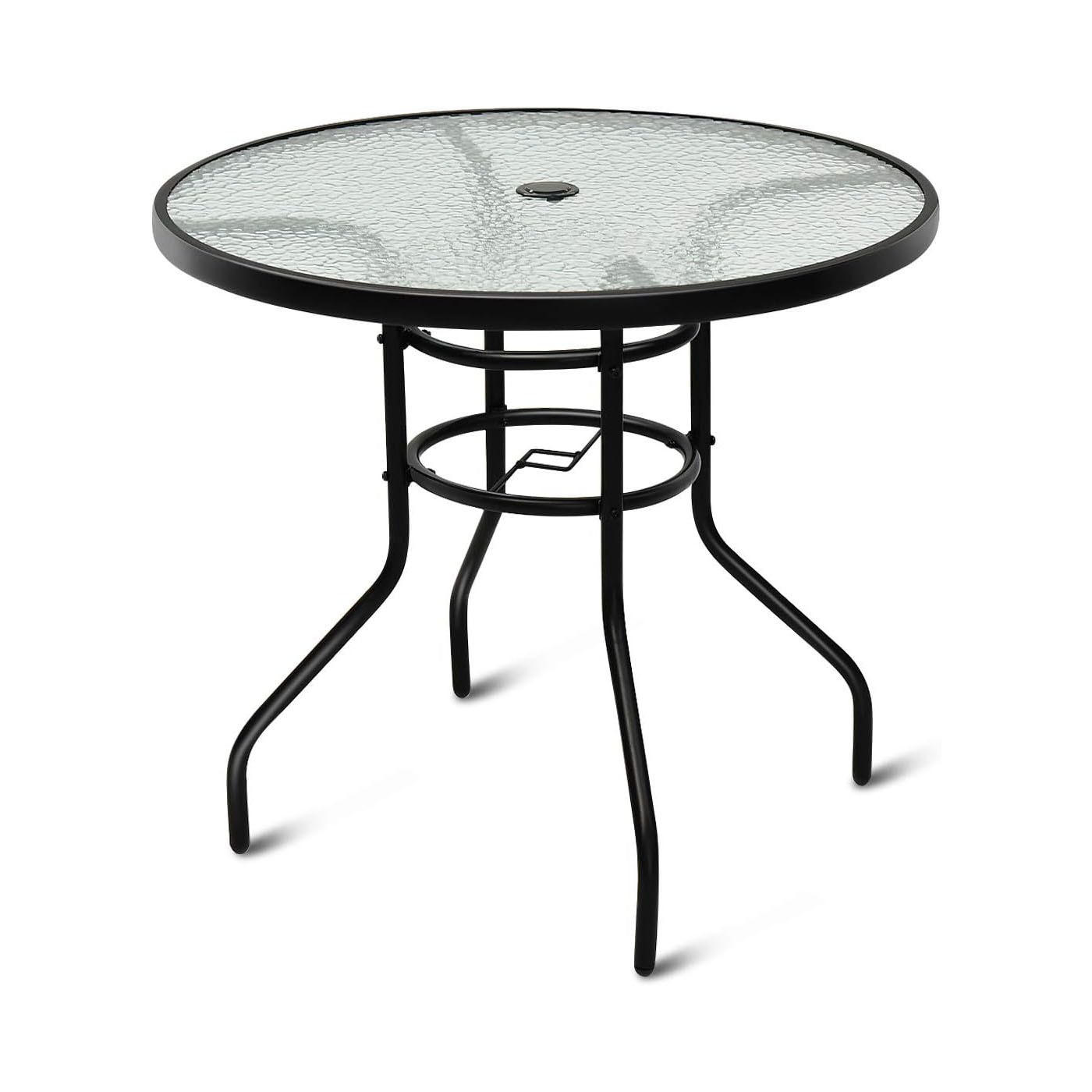 UTEBORD Svart - Svart, Metall (80/80/71cm) - COSTWAY