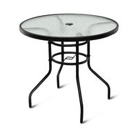 UTEBORD Svart - Svart, Metall (80/80/71cm) - COSTWAY