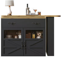 BARTISCH ausziehbar drehbar 138-204x39x104 cm MDF Black - Schwarz, Holzwerkstoff (35/104/204cm) - Meubliv