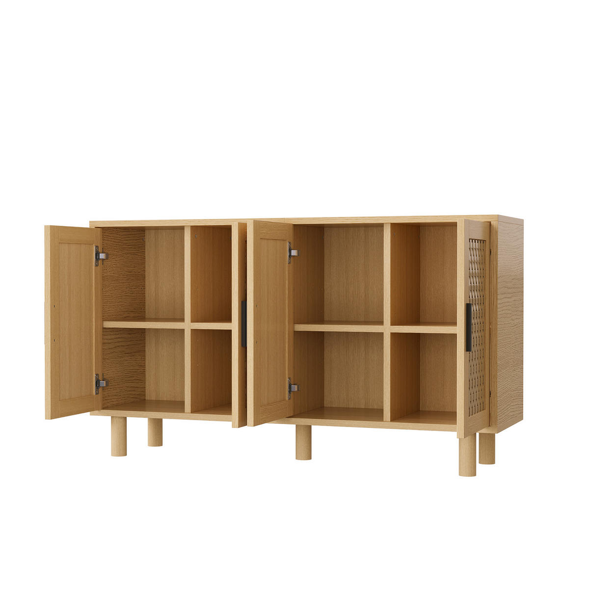 SIDEBOARD 140x40x80 cm Rattan Stauraum natur - Naturfarben, Holz (140/80/40cm) - Fortuna Lai