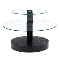 COUCHTISCH mit Glas 69,8 cm Schwarz/Transparent mit mehrstufiger Ablage - Transparent, Holzwerkstoff (89.9/69.9/43.2cm) - Flora Grace