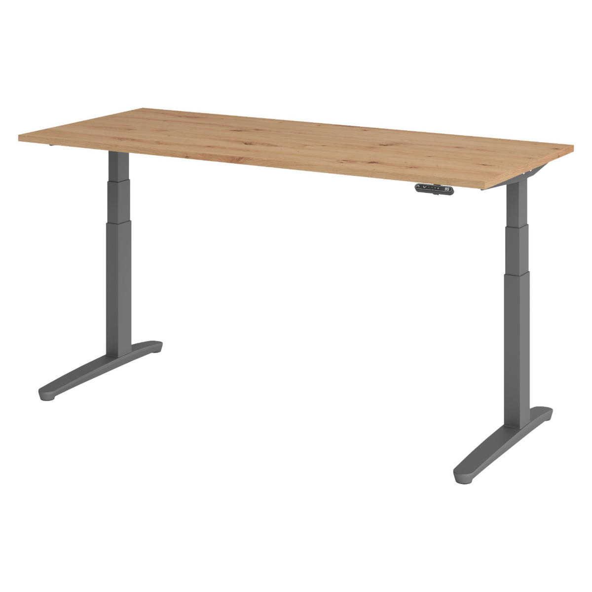 SCHREIBTISCH elektrisch XBHM 80/180/74 cm in Wildeiche/Graphitfarben - Wildeiche/Graphitfarben, Holzwerkstoff (80/180/74cm) - bümö