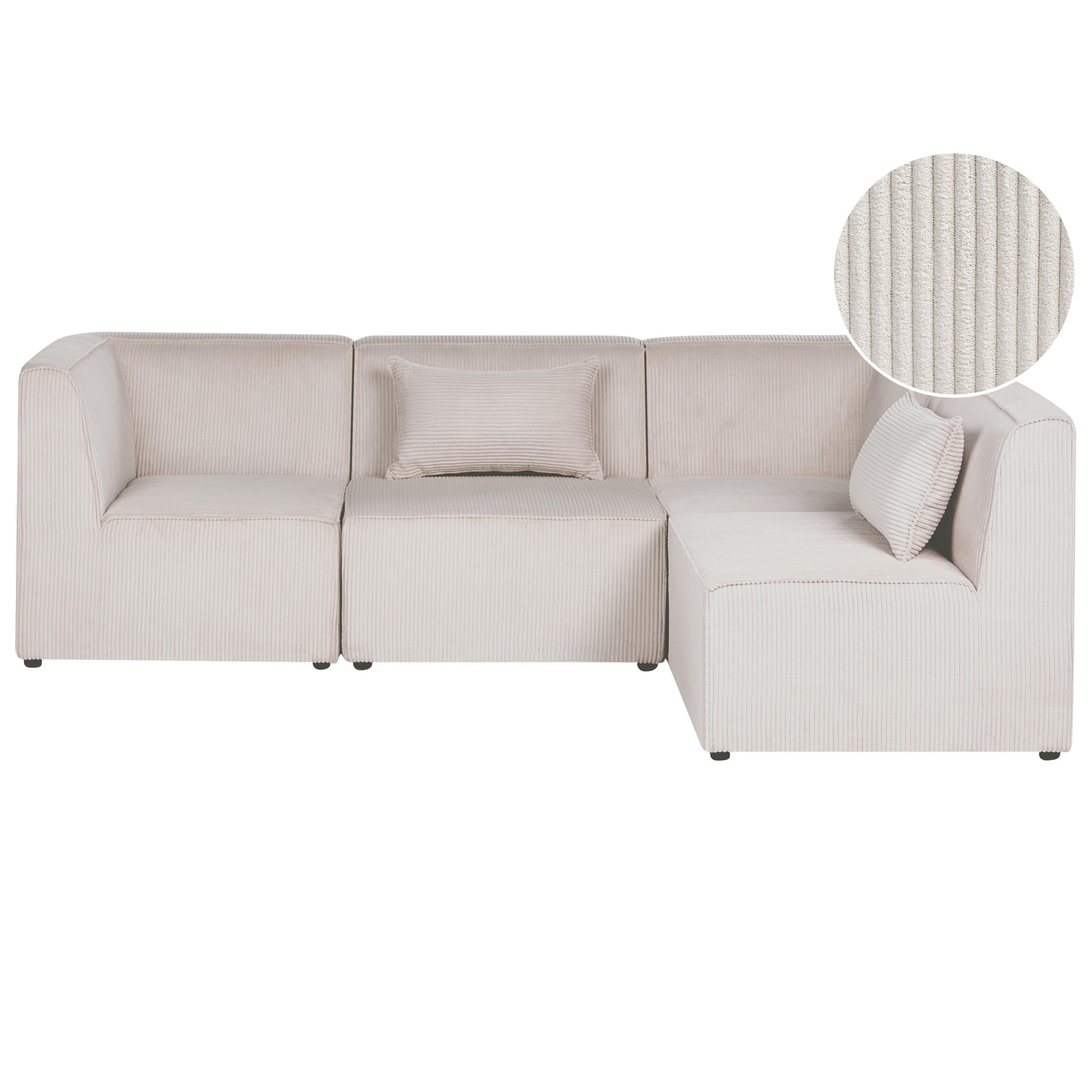 COLȚAR modul cu 4 locuri pe partea stângă bej reps reiat Lemvig - bej, material textil (250/166cm) - Beliani