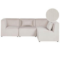 COLȚAR modul cu 4 locuri pe partea stângă bej reps reiat Lemvig - bej, material textil (250/166cm) - Beliani