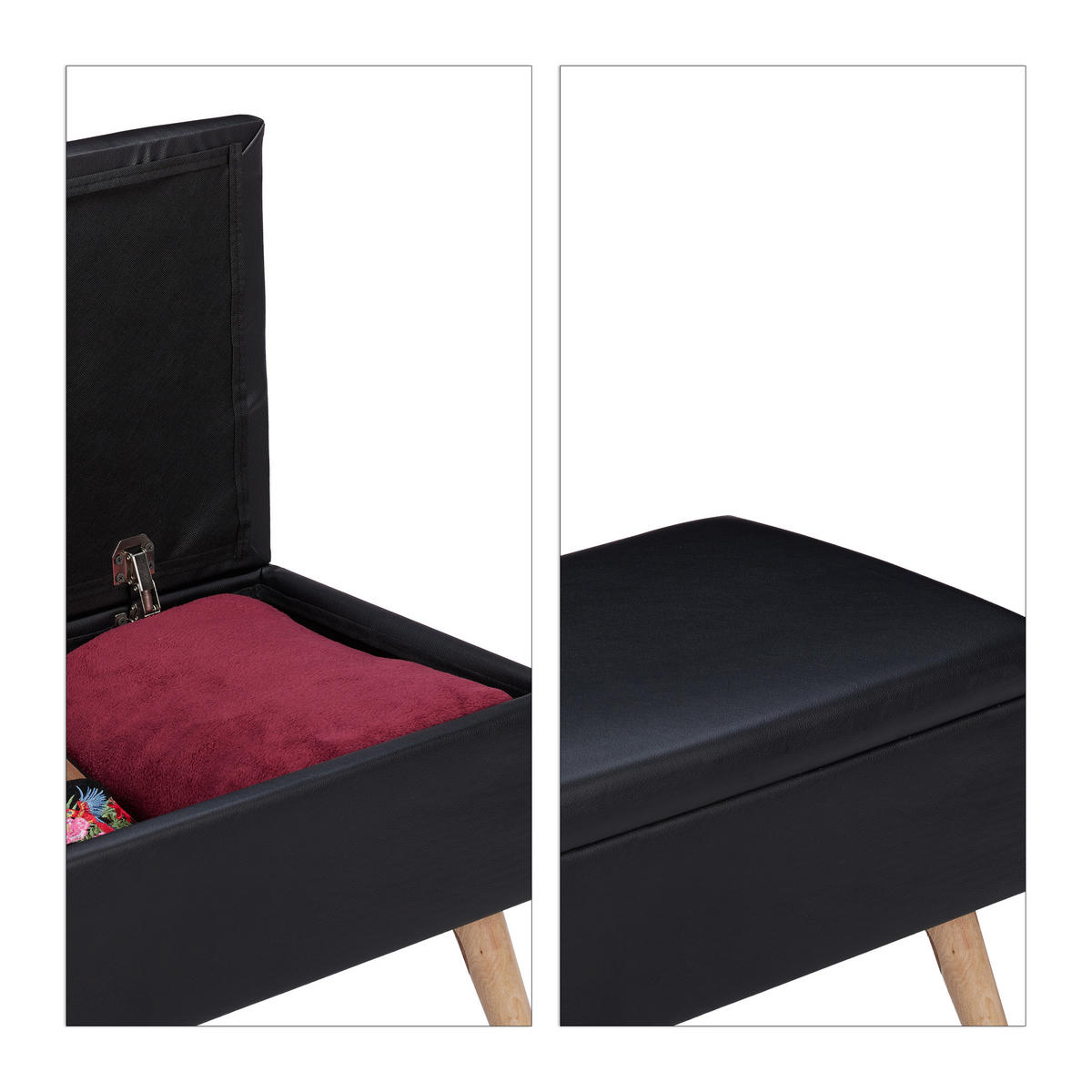 SITZBANK - Schwarz, Holz/Holzwerkstoff (80/40/39.5cm) - Relaxdays