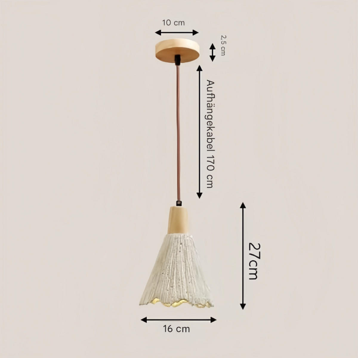 PENDELLEUCHTE Beton & Holz, Wabi Sabi 21CM - Gelb, Naturmaterialien (16/16/21cm) - Authentics