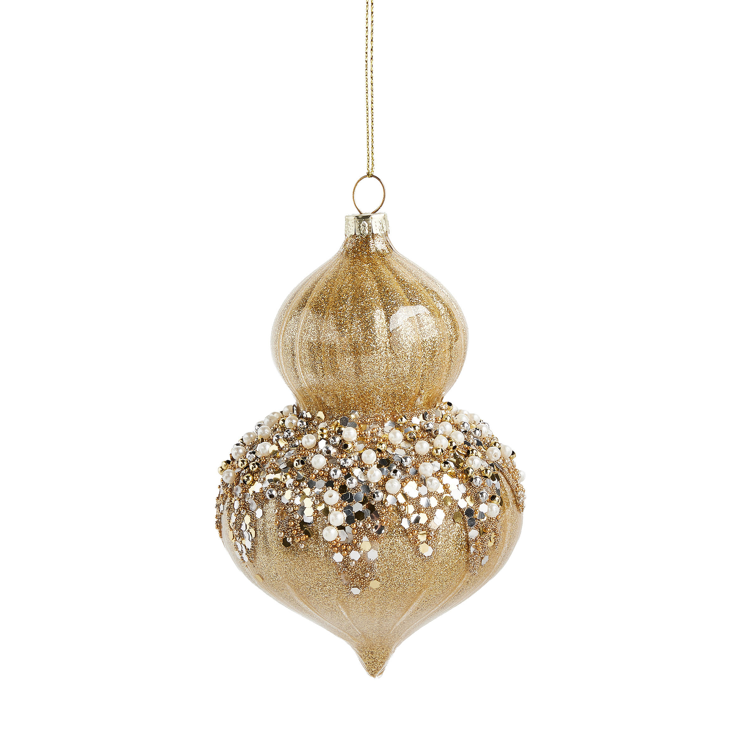 WEIHNACHTSKUGEL Glas CARIN, 8,5x13 cm, Gold, Christbaumkugeln, Weihnachtsdeko Xmas, Christmas Deko - Goldfarben, Glas (8.5/1/13cm) - home&you
