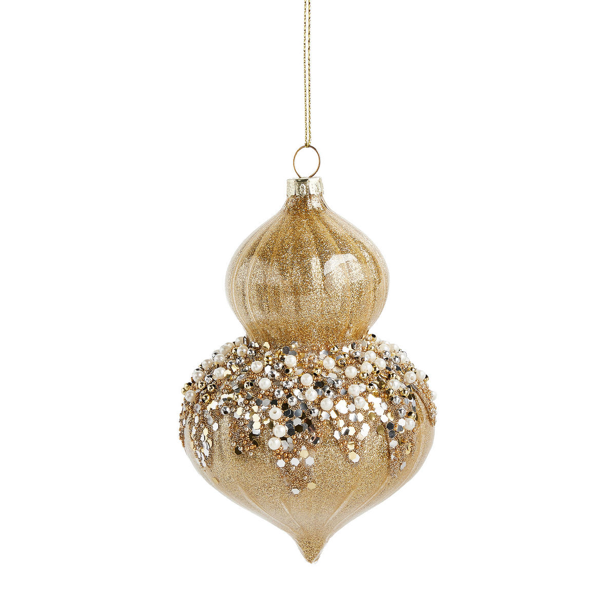 WEIHNACHTSKUGEL Glas CARIN, 8,5x13 cm, Gold, Christbaumkugeln, Weihnachtsdeko Xmas, Christmas Deko - Goldfarben, Glas (8.5/1/13cm) - home&you