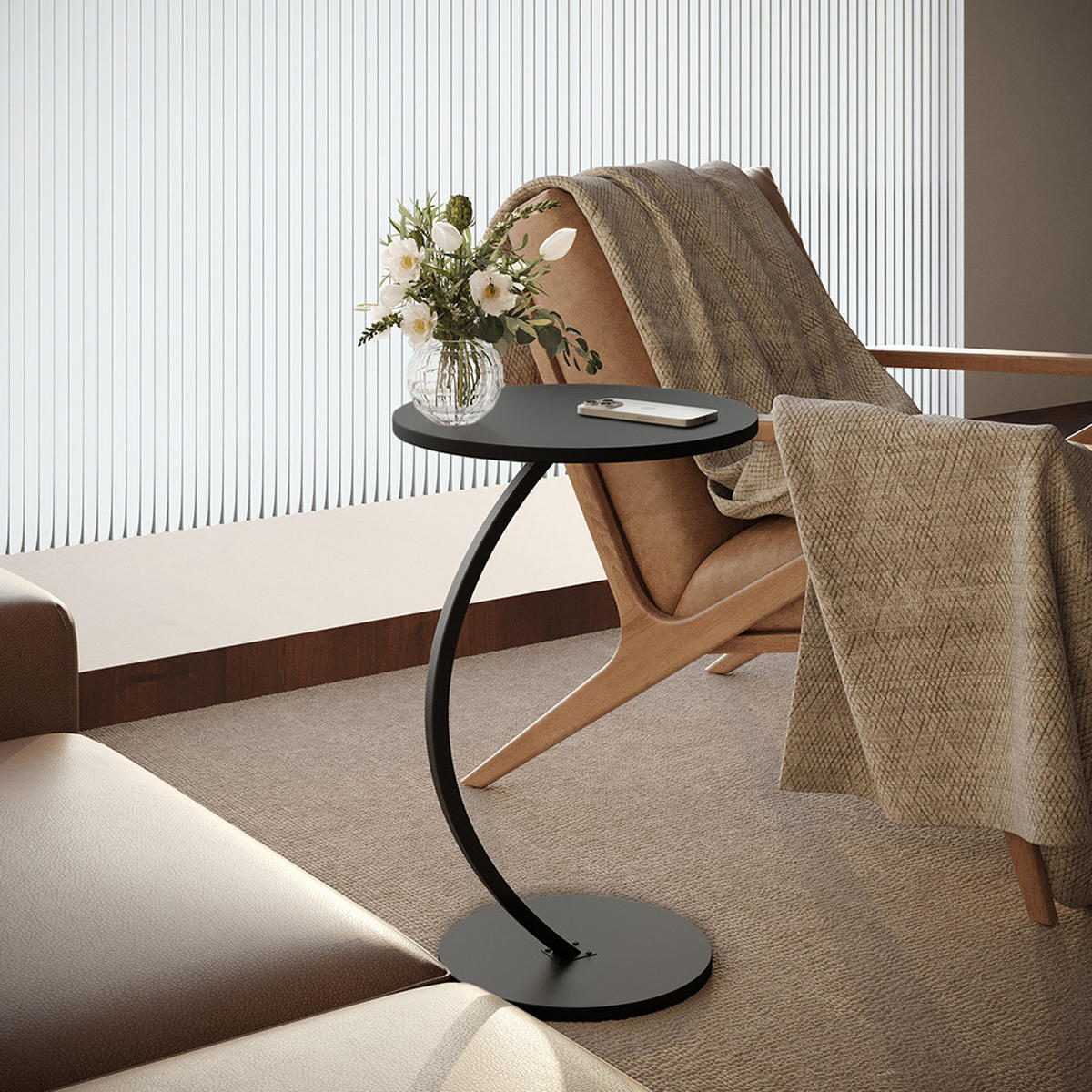 BEISTELLTISCH Alvio Schwarz 40 x 60 cm - Schwarz, Holzwerkstoff (40/40/60cm) - Vicco