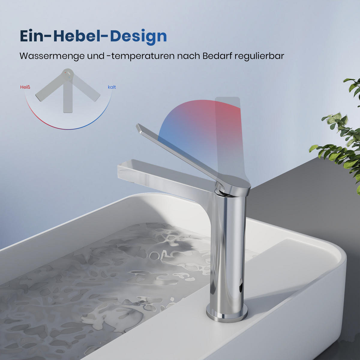 WASCHTISCHARMATUR mit Spulen-Zertifiziertem Filterelement Verchromt - Chromfarben, Metall (17.3/4.6/19.5cm) - EMKE
