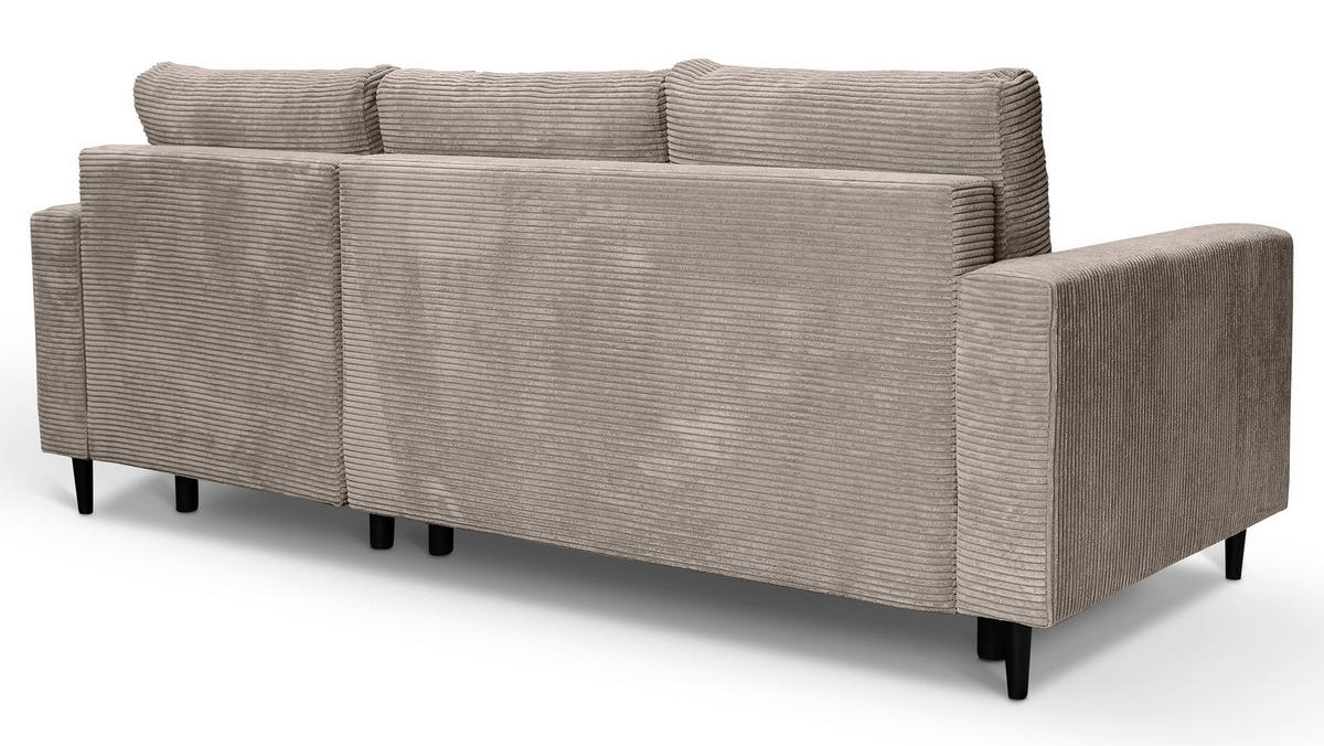 ECKSOFA Nalika Beige mit Cordbezug - Beige/Schwarz, Holz/Textil (143/230cm) - Selsey