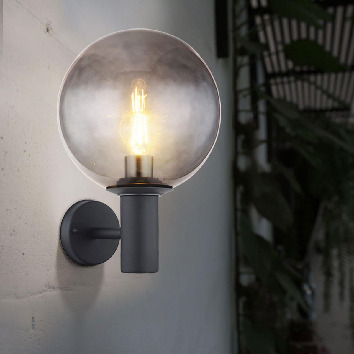 LED AUSSEN-WANDLEUCHTE Glas Anthrazit Metall - Anthrazit, Glas (25/37/26.5cm) - Globo Lighting