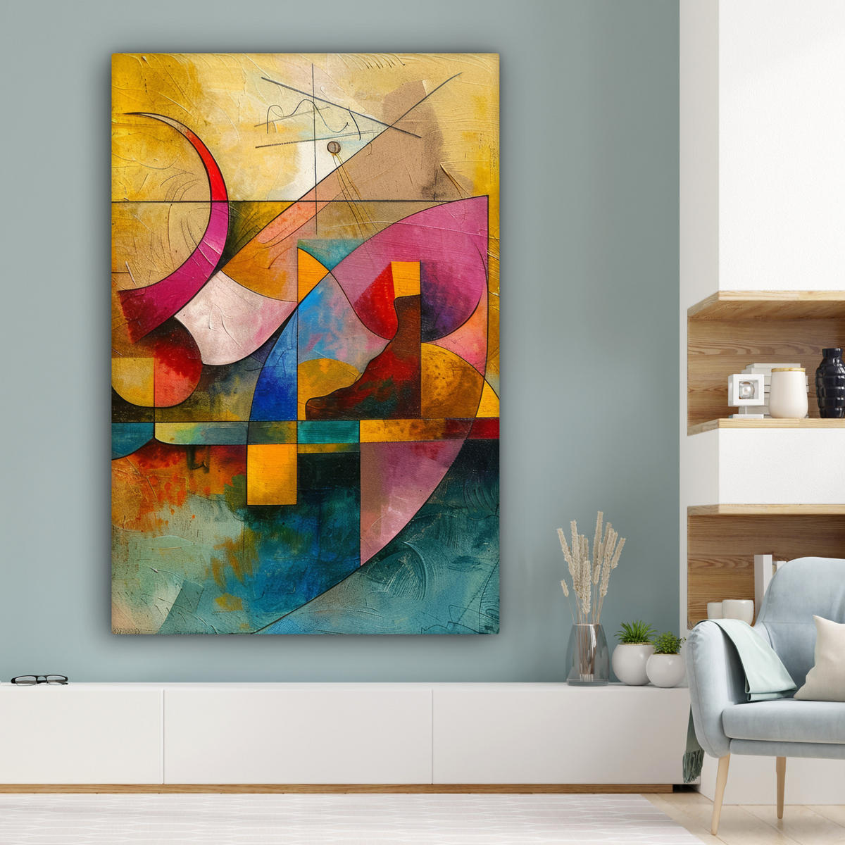 LEINWANDBILD Kunst - Abstrakt - Modern Deko Groß 90x140 cm - Gelb, Textil (90/140cm) - MuchoWow