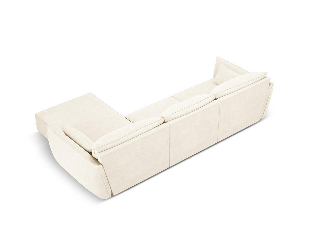 ECKSOFA rechts Kaelle aus Chenille-Stoff leichtes beige 4 Sitzplätze - Creme, Textil (171/308cm) - Micadoni