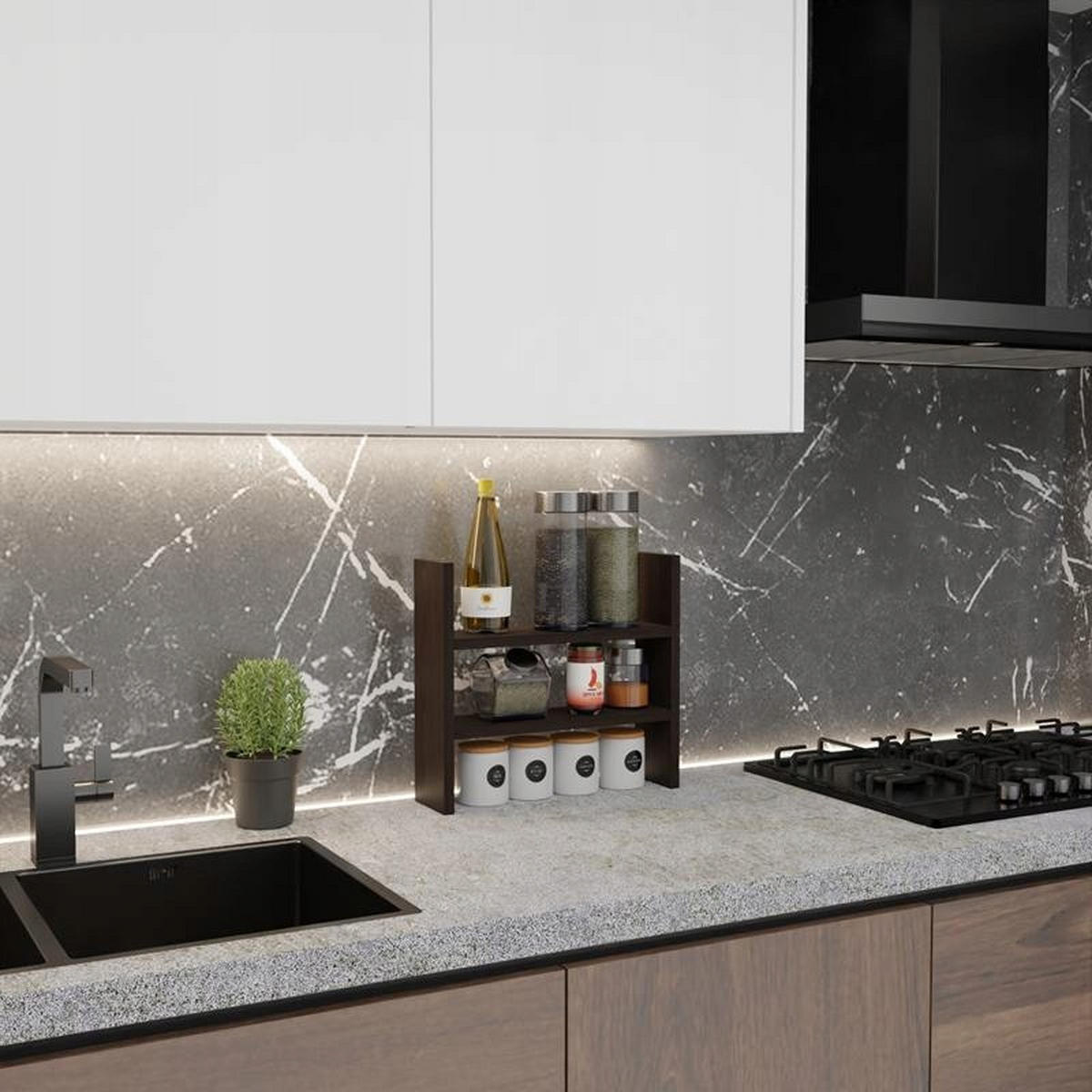 KÜCHENREGAL BIS EX3 Wenge 44/12/40 cm - Wengefarben, Holzwerkstoff (44/40/12cm) - Matkam Möbel