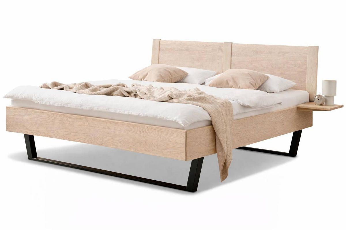 MASSIVHOLZBETT Premium 605 - wildeiche-bianco - Weiß, Holz (160/210cm) - BED BOX