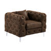 CHESTERFIELD-SESSEL - Mikrofaser - Vintage-Leder-Optik - EDWINA - Braun, Textil (91/76/106cm) - Vente-Unique
