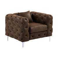 CHESTERFIELD-SESSEL - Mikrofaser - Vintage-Leder-Optik - EDWINA - Braun, Textil (91/76/106cm) - Vente-Unique