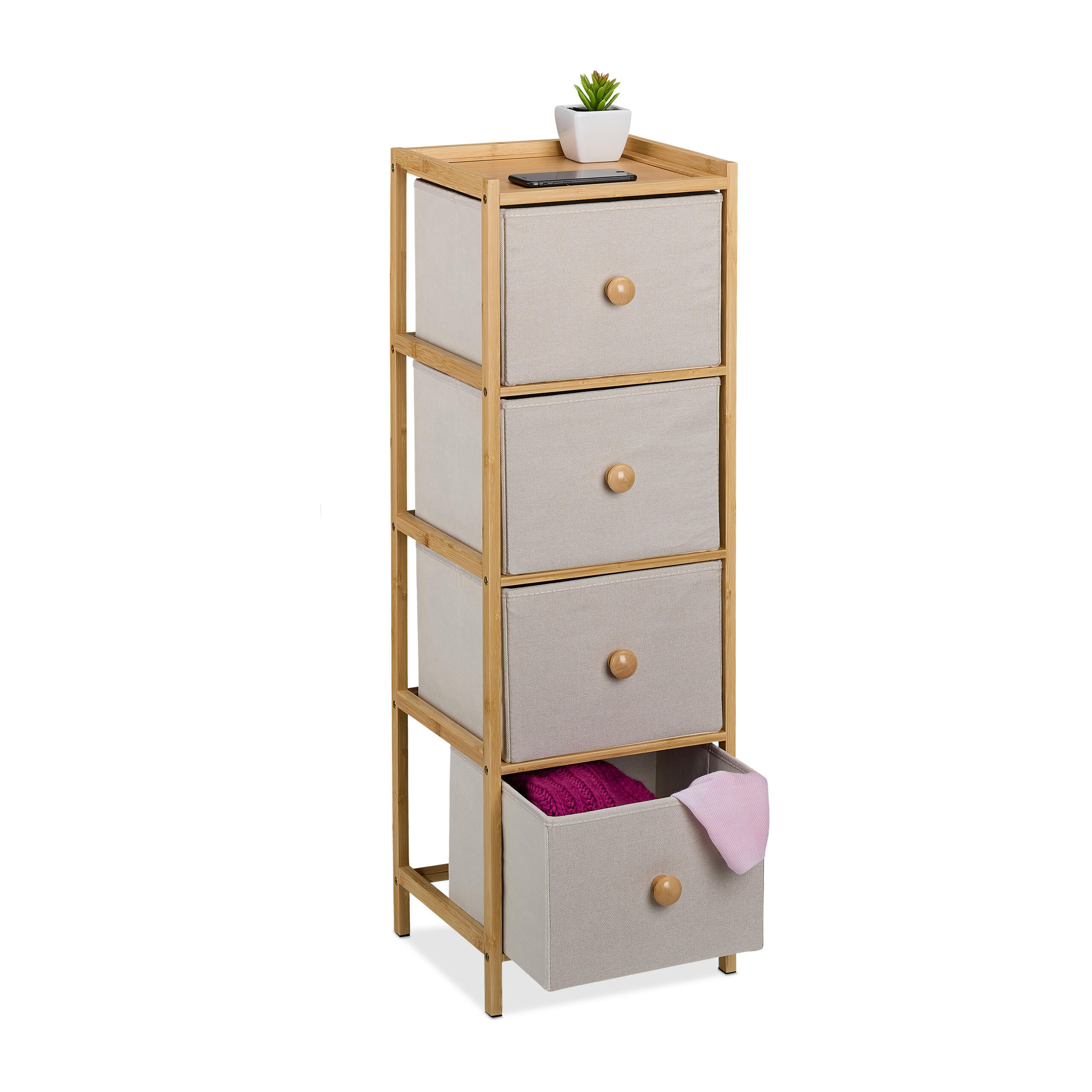 BYR&Aring; Beige 4-l&aring;dor bambu Multicolor 94/31/30 cm