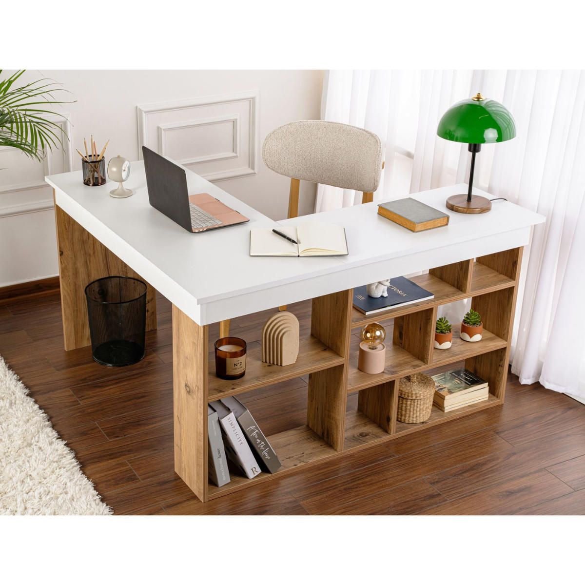 Thumbnail - Calicosy Eckschreibtisch, Weiß, Holzwerkstoff, 50x72x130 cm, Arbeitszimmer, Schreibtische, Eckschreibtische