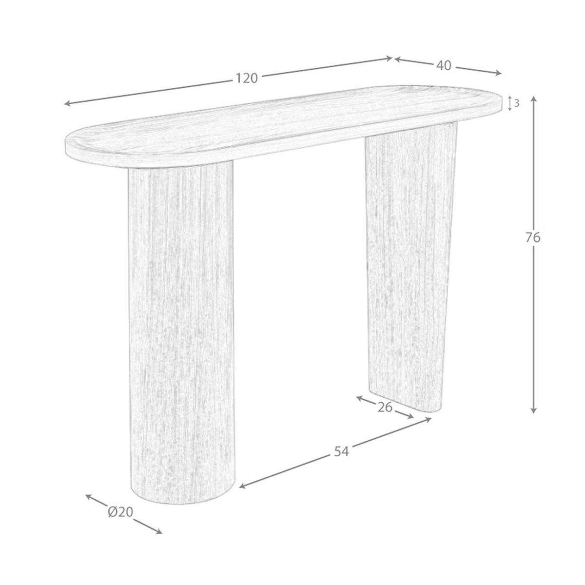 KONSOLENTISCH Konsole oval Nussbaum Halbspitze Ø120/40/76 cm - Walnussfarben, Holz (120/76/40cm) - ANGEL CERDA