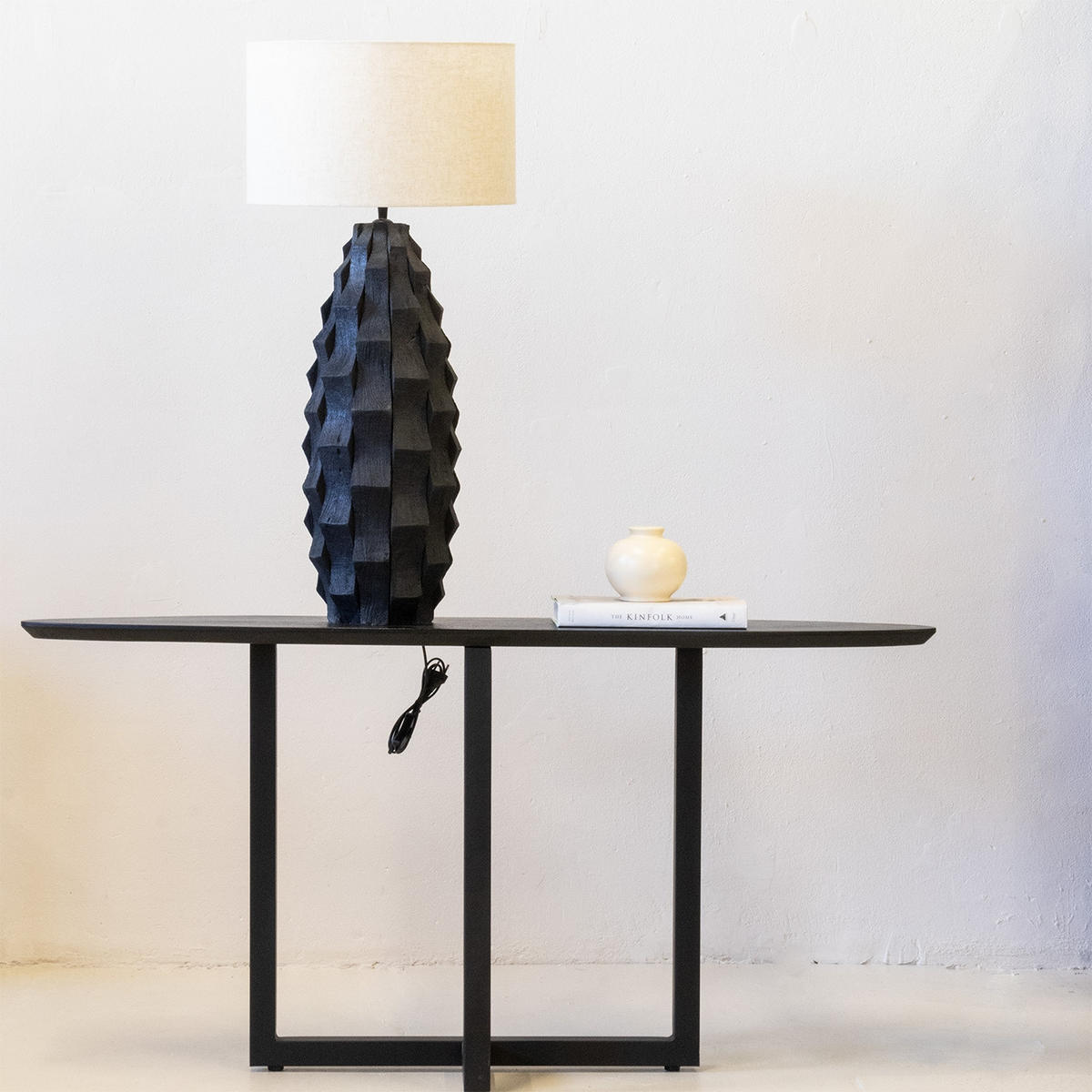 TISCHLAMPE aus Holz 40cm, schwarz - Schwarz, Holz (40/40/81cm) - Giga Meubel
