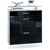 SCHUHSCHRANK Malea Front in Schwarz Hochglanz - Schwarz Hochglanz, Holzwerkstoff (89/96/23cm) - Vladon