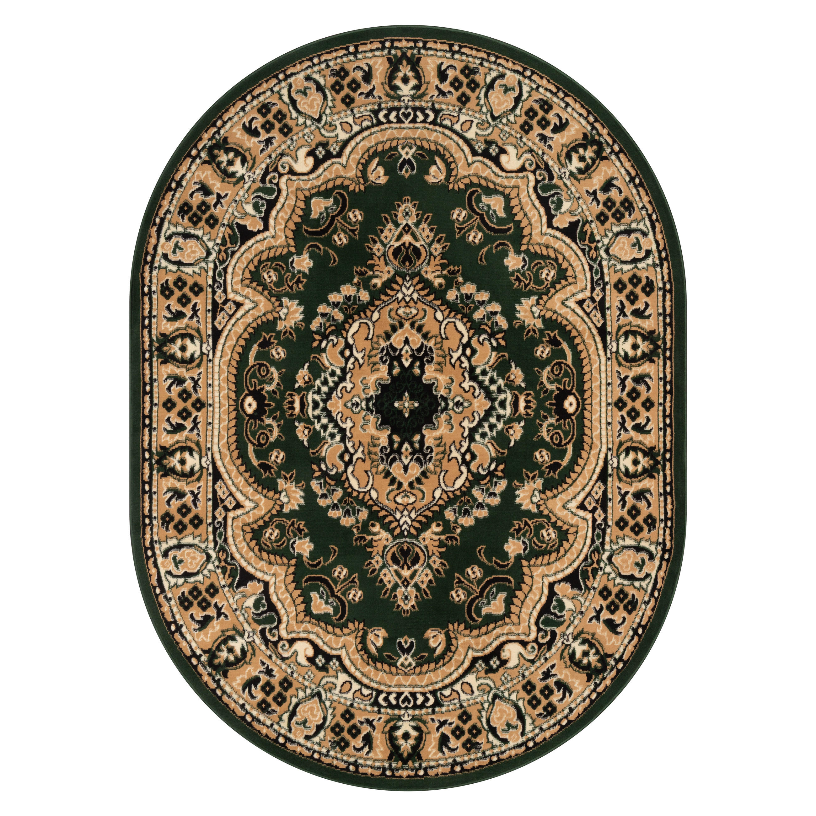 TEPPICH ATLAS oval grün medaillon 160/220 cm - Grün, Textil (160/220cm) - Tapiso