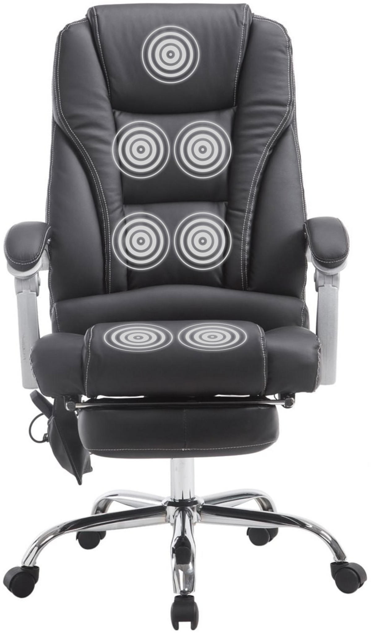 CHEFSESSEL Lederlook schwarz - Chromfarben/Schwarz, Textil/Metall (68/118/64cm) - CLP