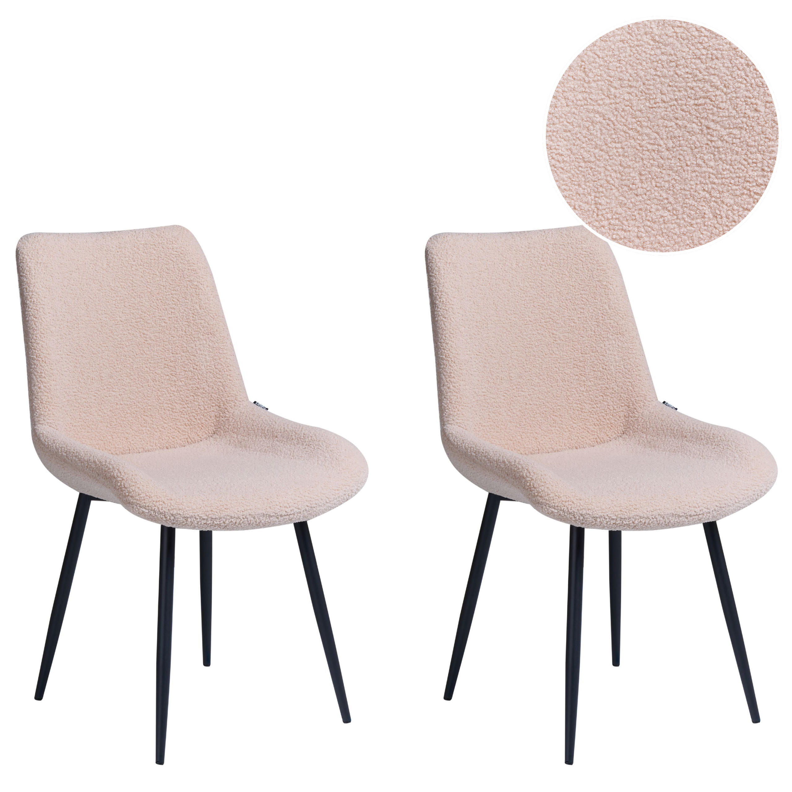 JÍDELNÍ ŽIDLE sada 2 ks Polyester Béžová Avilla - béžová, kov/textil (50/85/58cm) - Beliani