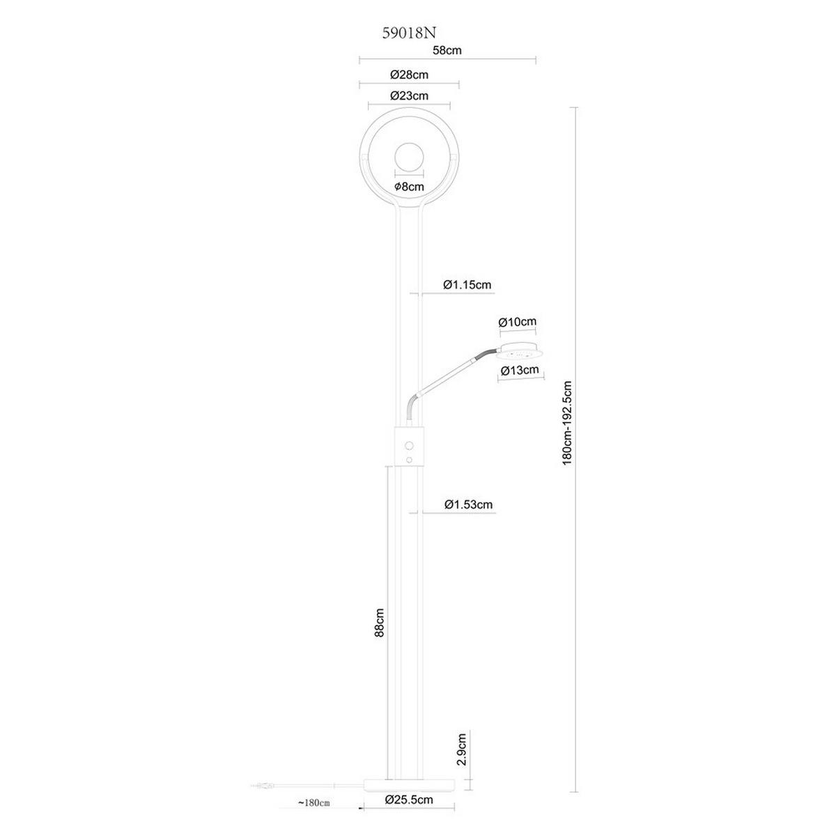 LED STEHLEUCHTE BRIANT, Silber, Metall, 2-flammig - Silberfarben, Glas (28/25.5/180cm) - Globo Lighting
