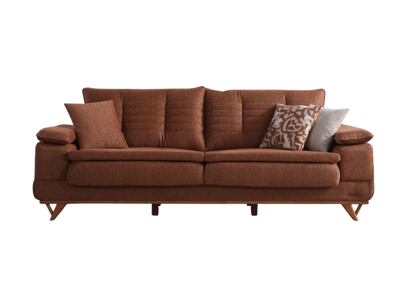 SOFA New Riga 3-Sitzer Mikrofaser Webstoff Braun - Braun, Holz/Textil (230/84/100cm)