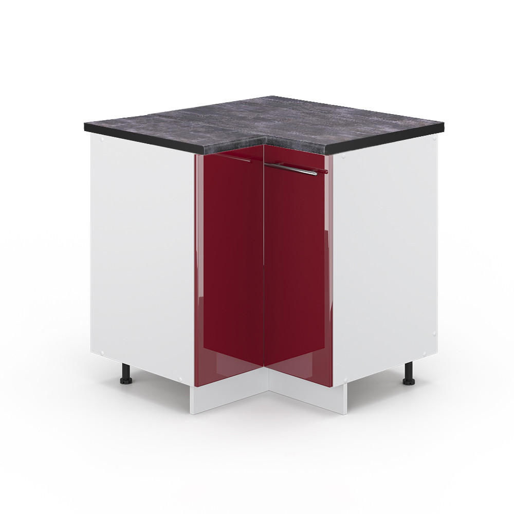 ECKUNTERSCHRANK Fame-Line Bordeaux Hochglanz 80.5 cm, AP Anthrazit - Bordeaux/Weiß, Holzwerkstoff (80.5/82/60cm) - Vicco