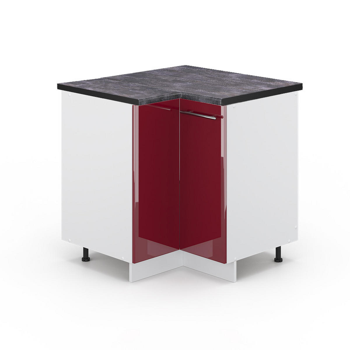 ECKUNTERSCHRANK Fame-Line Bordeaux Hochglanz 80.5 cm, AP Anthrazit - Bordeaux/Weiß, Holzwerkstoff (80.5/82/60cm) - Vicco