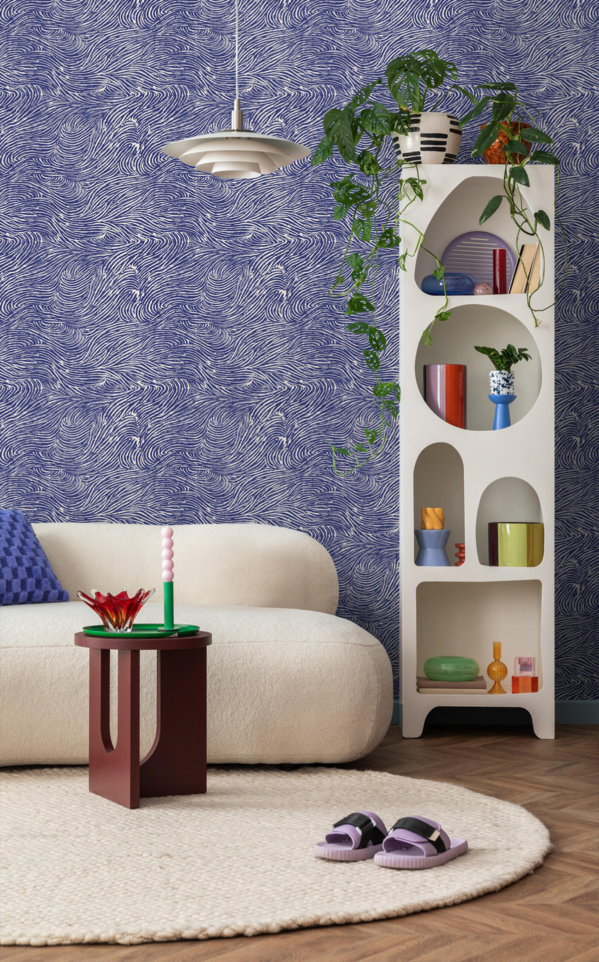TAPETE 3d Wellenförmige Linien 50 x 900 cm - Blau, Papier (50/900cm) - ESTAhome
