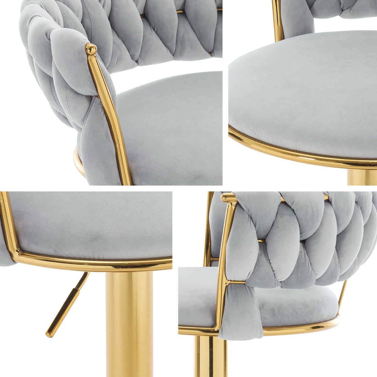 BARHOCKER-SET Muz BS-1141 (2 Stück in Samt) - Beige/Goldfarben, Textil/Metall (50/98/48cm) - MIRJAN24