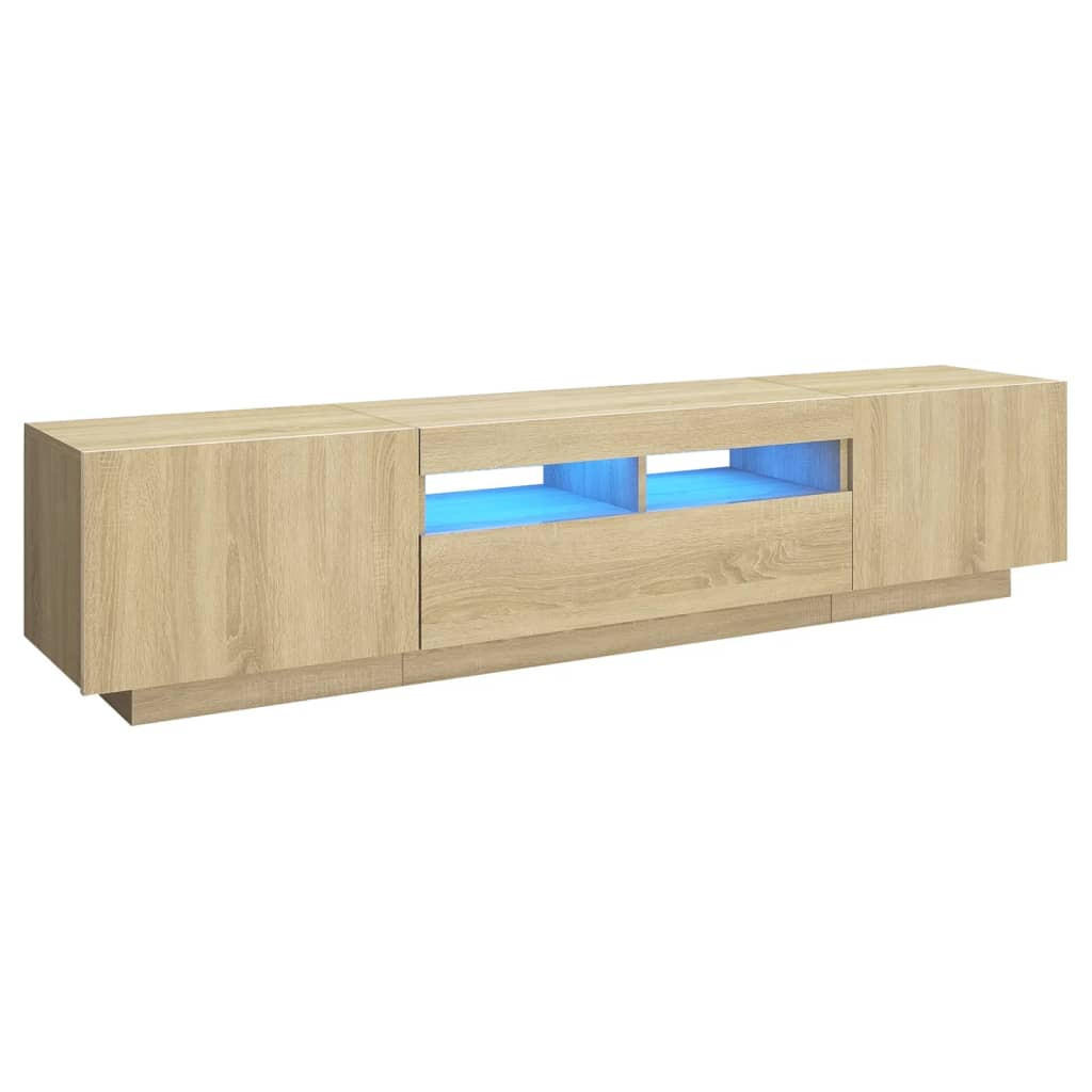 LOWBOARD mit Led-Leuchten 180/35/40 cm aus Holzwerkstoff in Sonoma-Eiche Dekor - Sonoma Eiche, Holz (180/40/35cm) - vidaXL