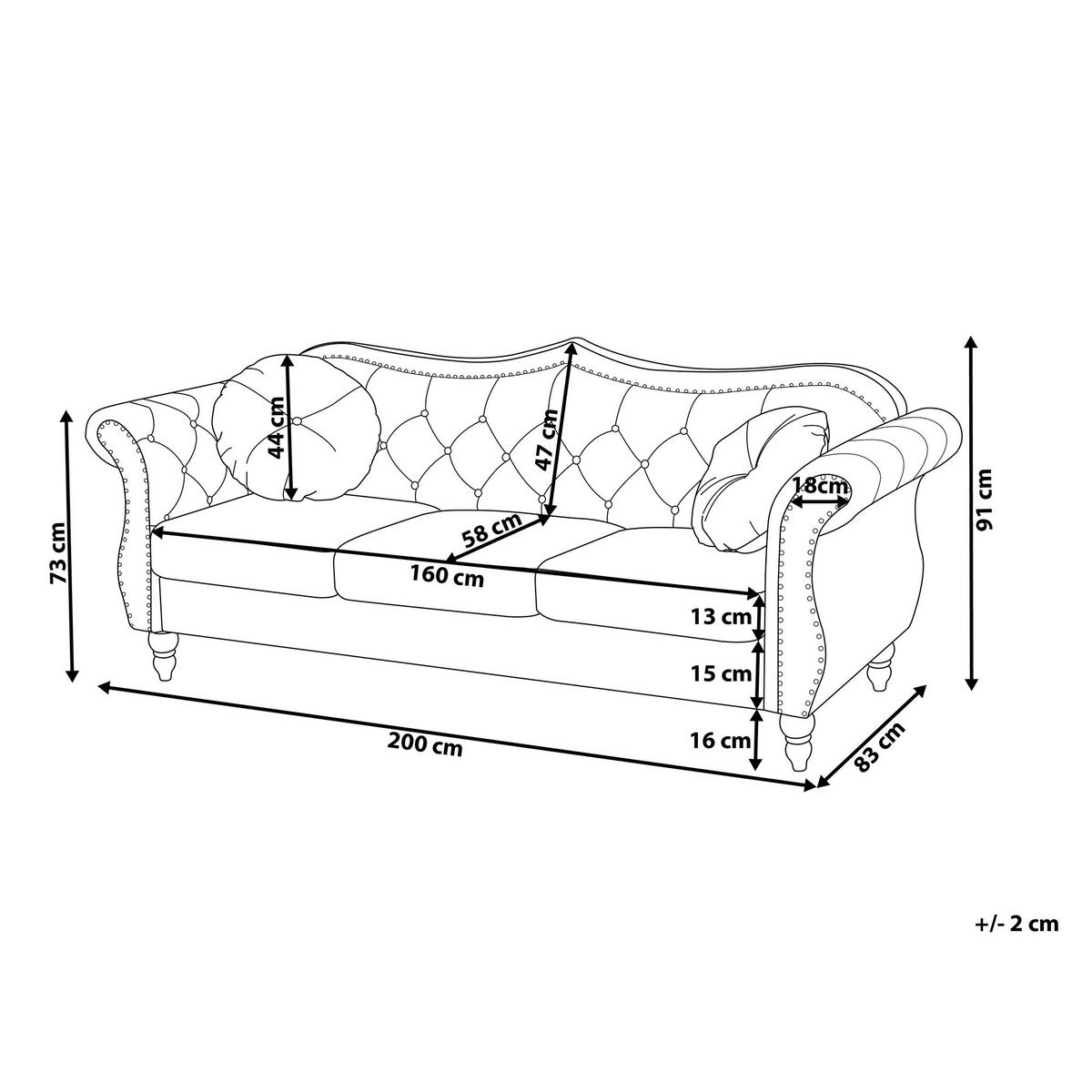3-SITZER-SOFA Samtstoff Schwarz Skien - Schwarz, Textil (200/91/83cm) - Beliani