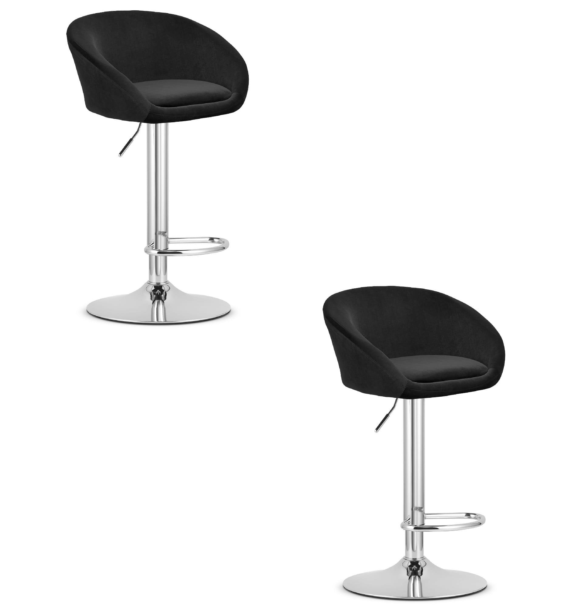 BARHOCKER 2-er Set EAST schwarzer Sitz, Chrombasis - Schwarz, Textil (53/103/46cm) - Valora