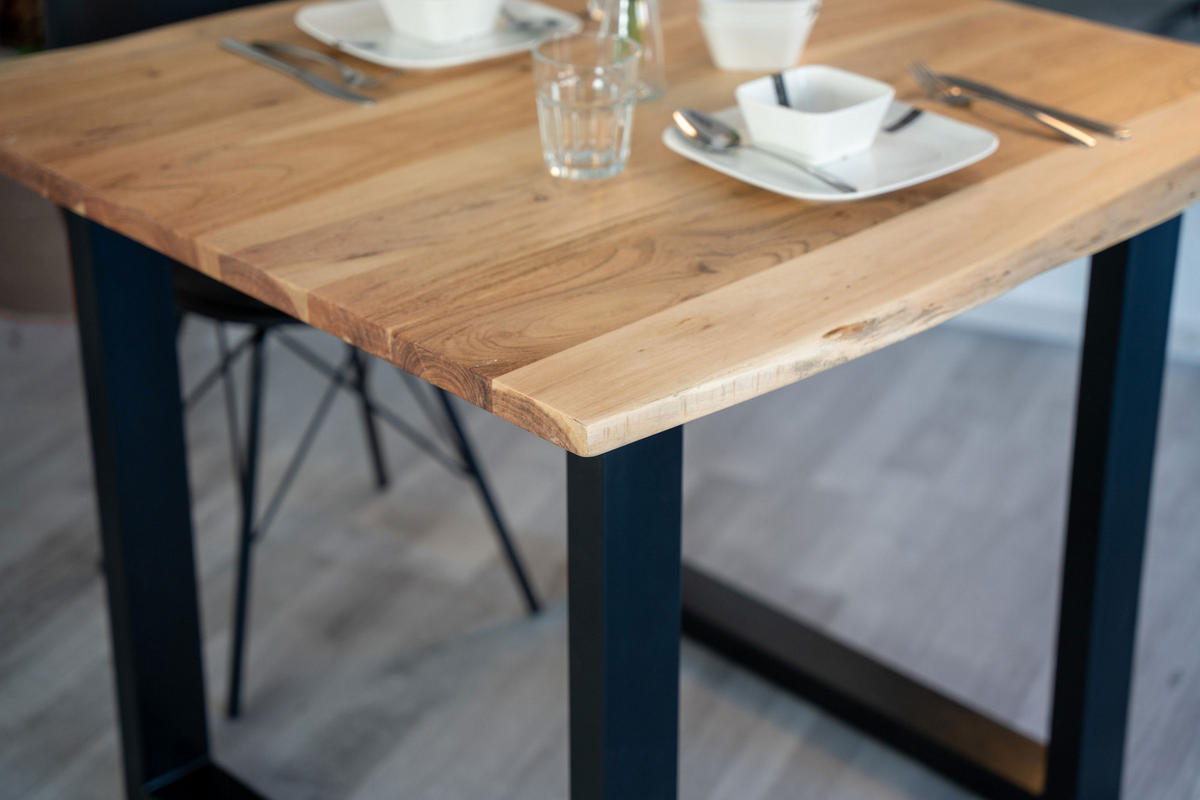ESSTISCH MAX - Beige/Schwarz, Holz/Metall (90/90/77cm) - SAM
